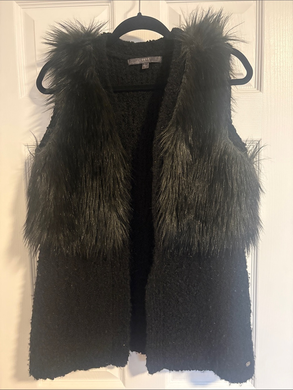 3/$25 Guess Black Faux Fur and Boucle Vest